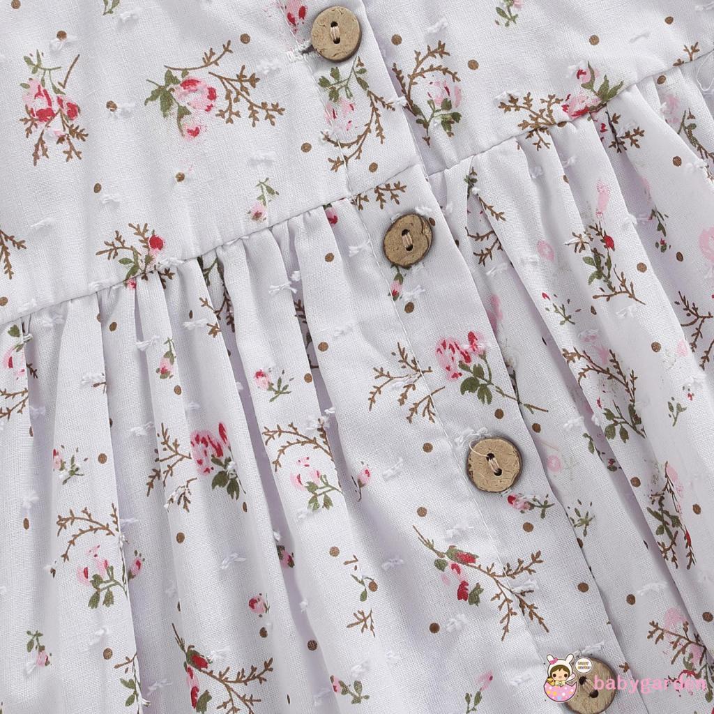 Đầm Chữ A Cổ Vuông Cài Nút Xuống Hình Hoa Thời Trang Cho Bé Gái 6 Tháng - 4 Tuổi