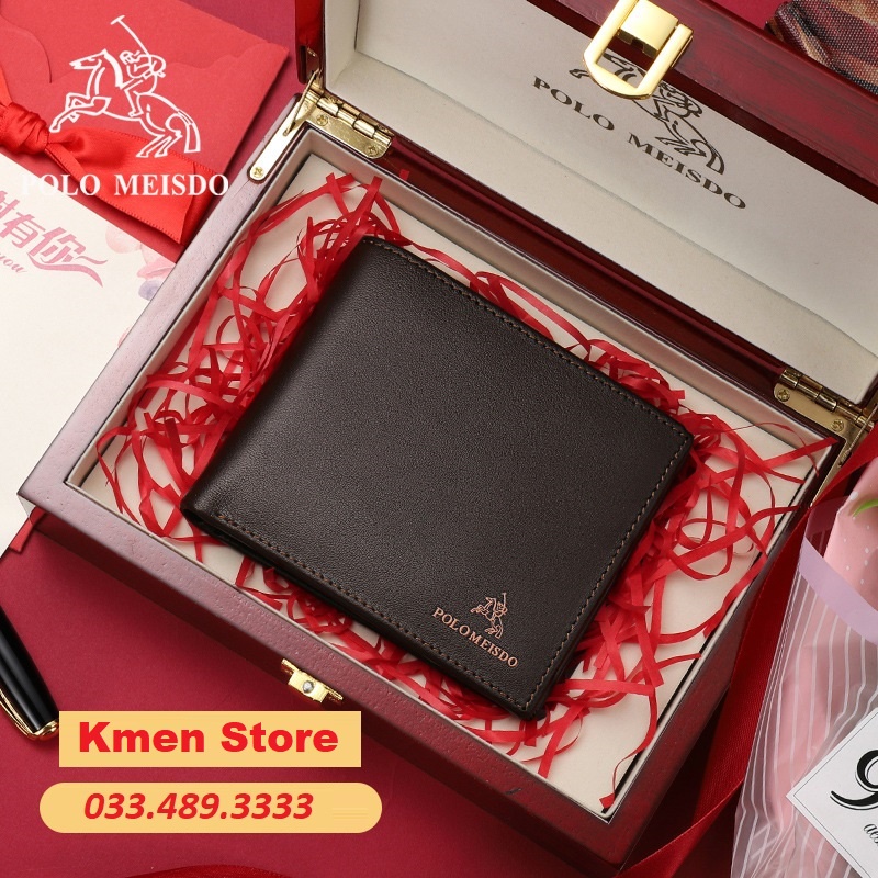 Bóp Ví Nam Da Bò Cao Cấp POLO MEISDO Kiểu Dáng Hàn Quốc Full Hộp PL55