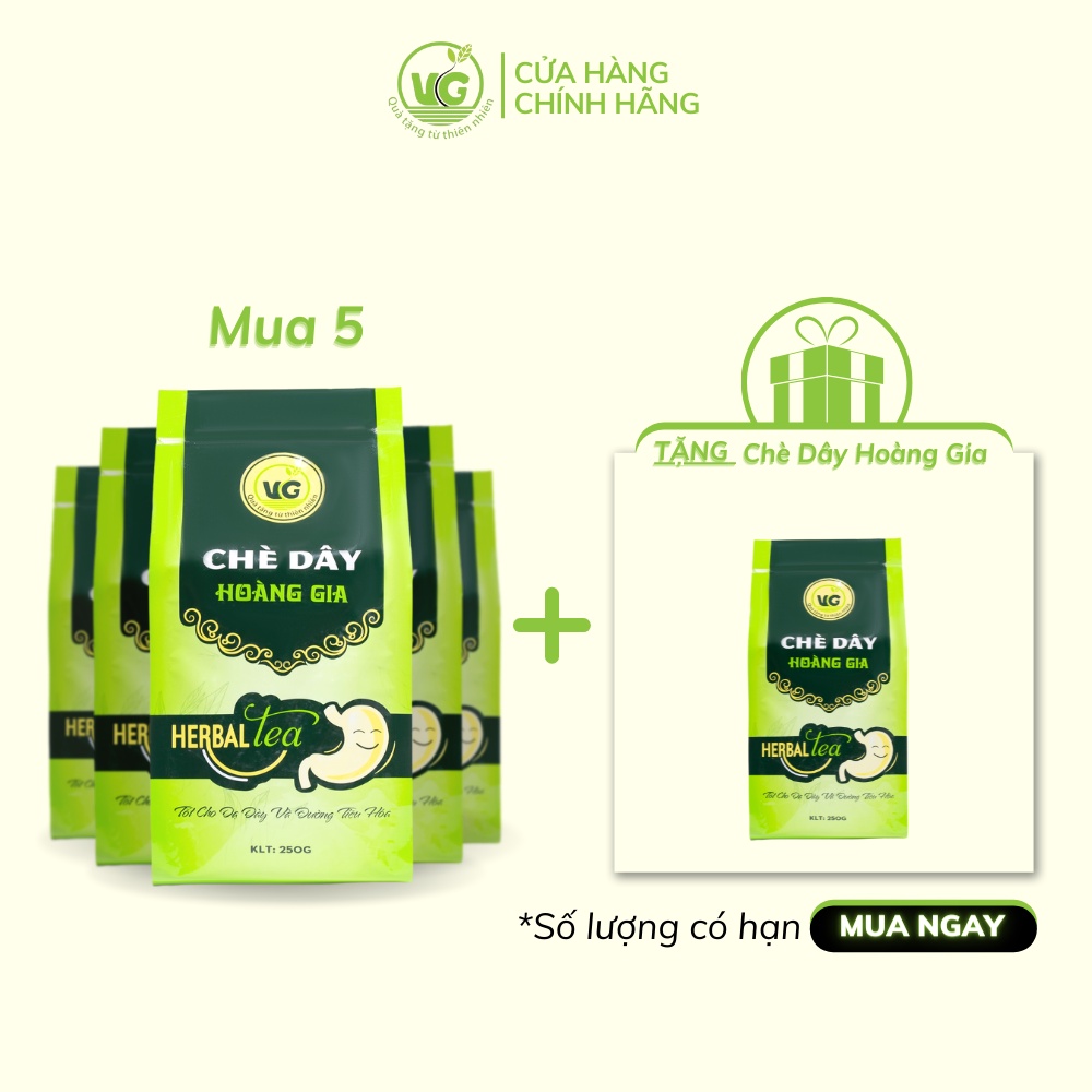 Chè Dây Hoàng Gia [COMBO 5 + 1] Hỗ Trợ Đau Dạ Dày Khuẩn HP Giảm Ợ Hơi Ợ Chua