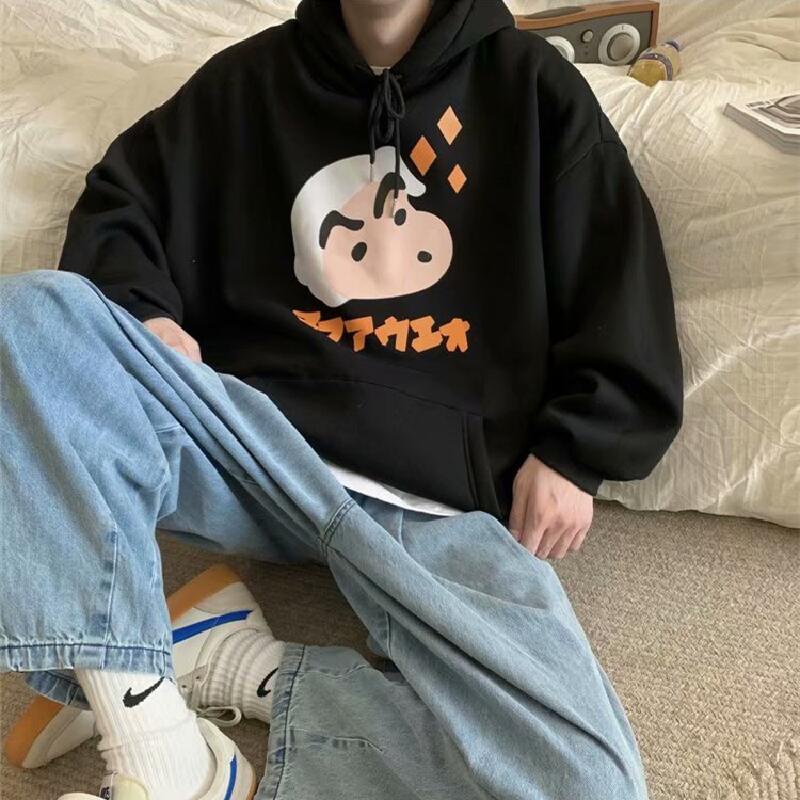 Áo Hoodie Mùa Đông Tay Dài Dáng Rộng Có Túi In Họa Tiết Hoạt Hình Thoải Mái Thời Trang Cho Nam Size M-8XL