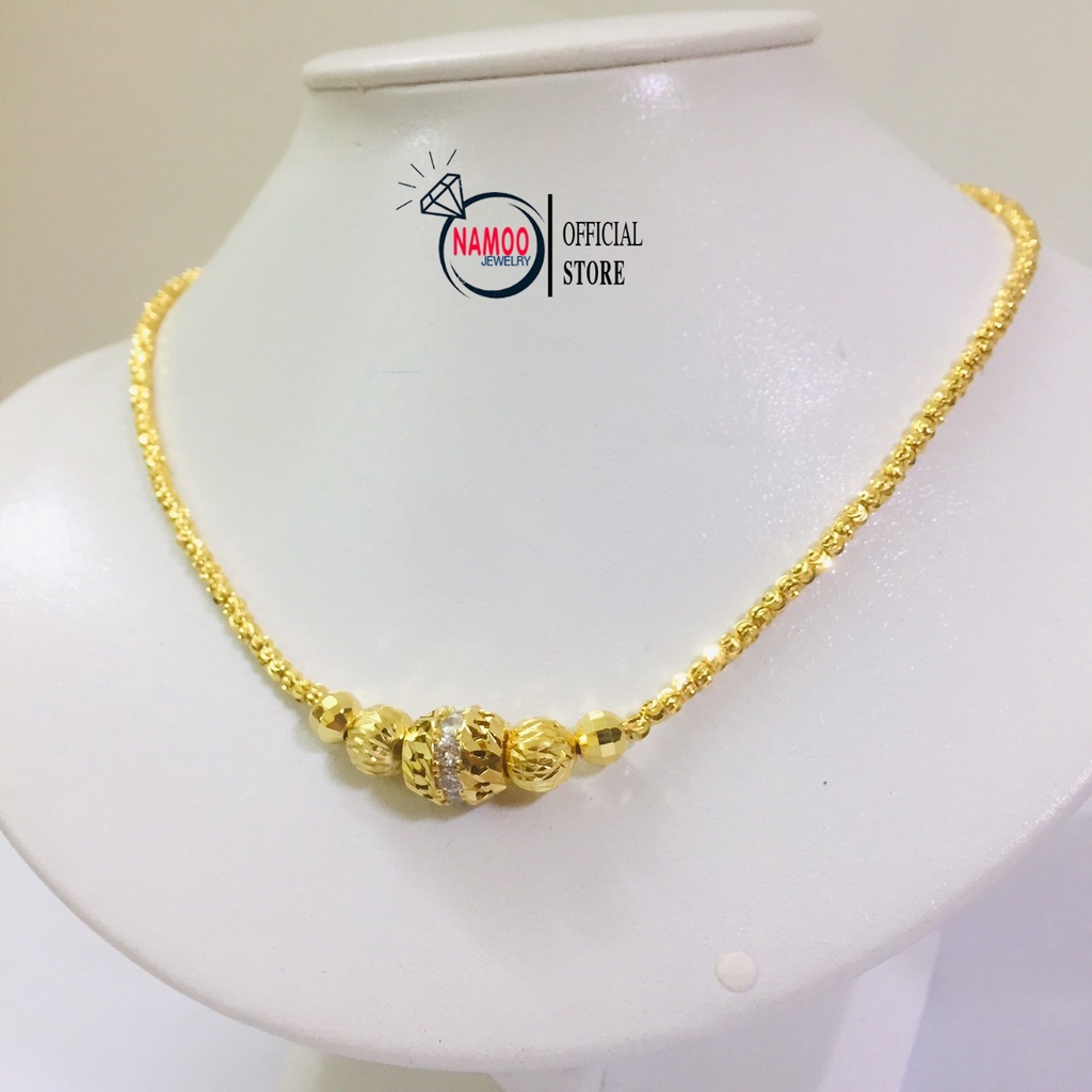 Dây Chuyền Bi Mạ Vàng Nữ Đính Đá V665 Dài dây 45cm+5cm tăng đơ chỉnh Namoo jewelry