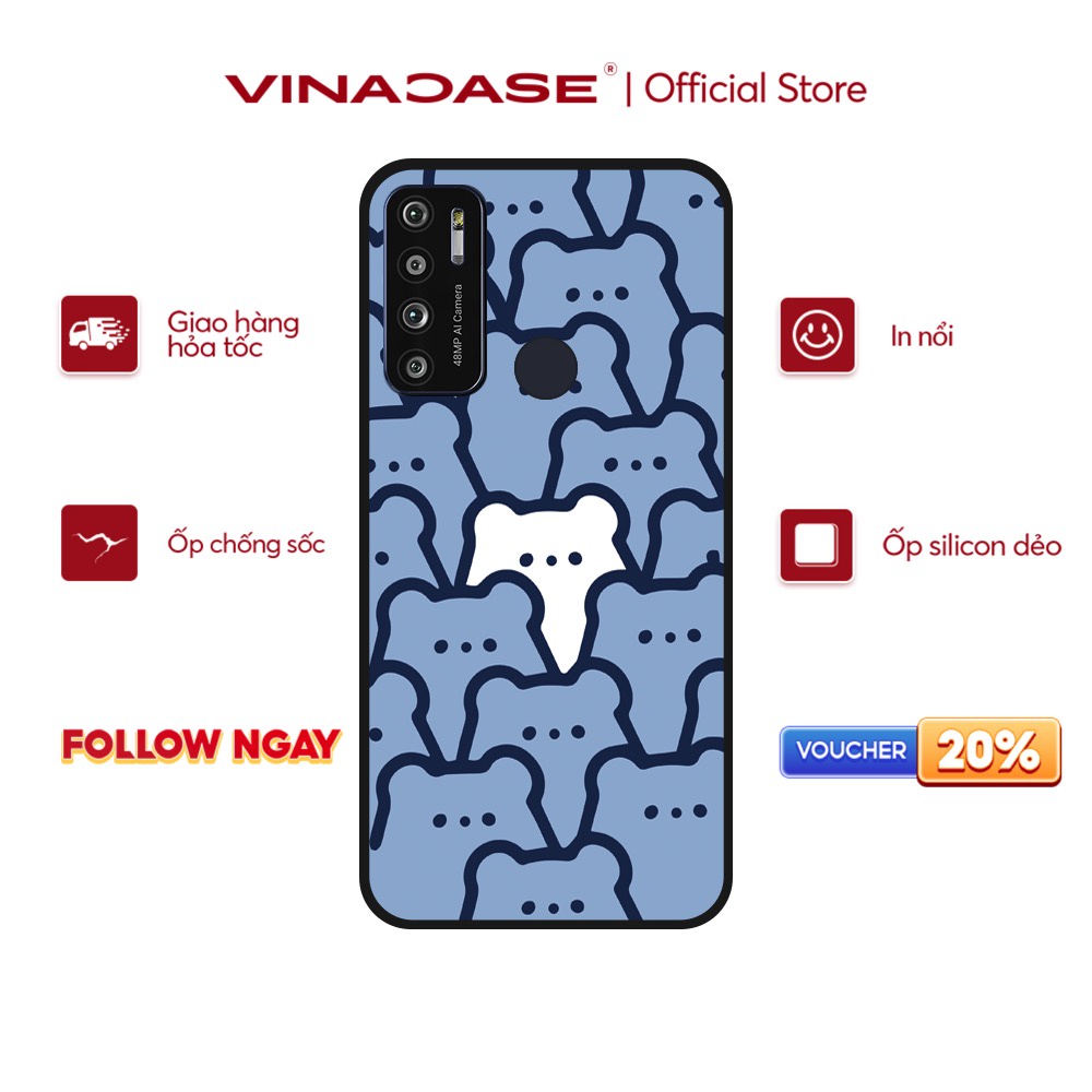 Ốp lưng Vina Case Vsmart Joy 3/Joy 4/Bee 3/...Silicone TPU dẻo đen viền bảo vệ camera hình Icon Gấu