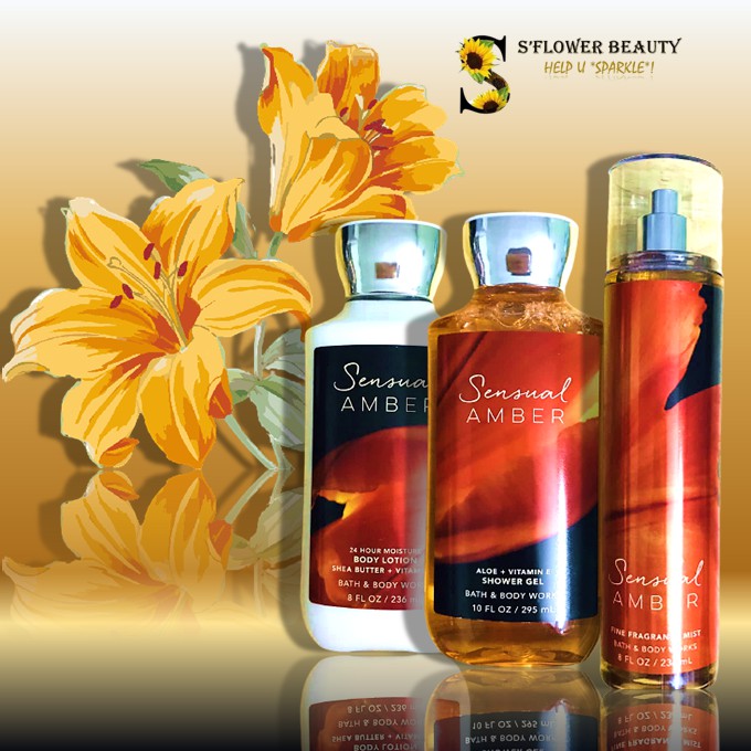 🌻 Sensual Amber | Bộ Sản Phẩm Gel Tắm -  Dưỡng Thể - Xịt Thơm Toàn Thân Bath & Body Work Body Care