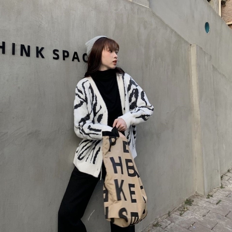 Áo Cadigan Len Ngựa Vằn - Ảnh Thật