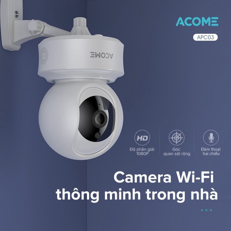 Camera wifi ACOME APC03 và APC05 - xoay 360 độ phân giải full hd 1080p, tương thích tuya smart life, bh 12 tháng