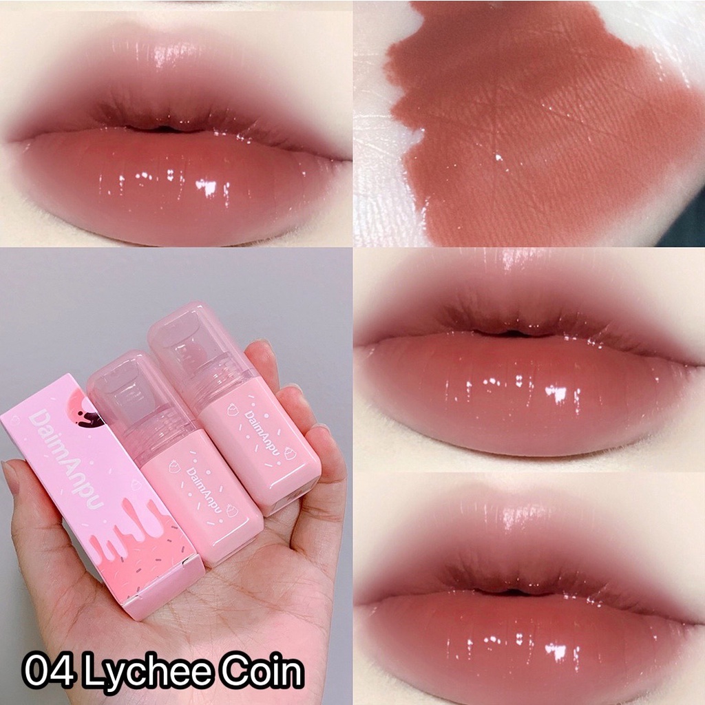 ✨✨Son kem DAIMANPU Blur Tint Doughnut Mirror Lip Glaze Bitter Hour Taupe