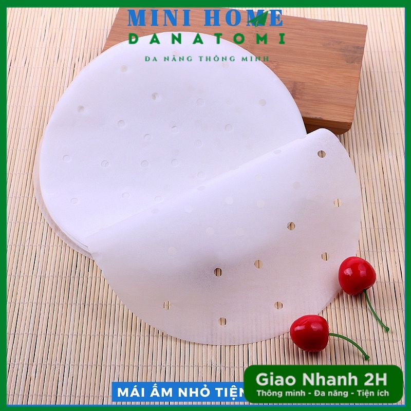 [HOT] Giấy Nến Đục Lỗ, Giấy Nến Tròn Lót Xửng Hấp Bánh Bao, Nồi Chiên Không Dầu - 100 Tờ (Loại Thường)