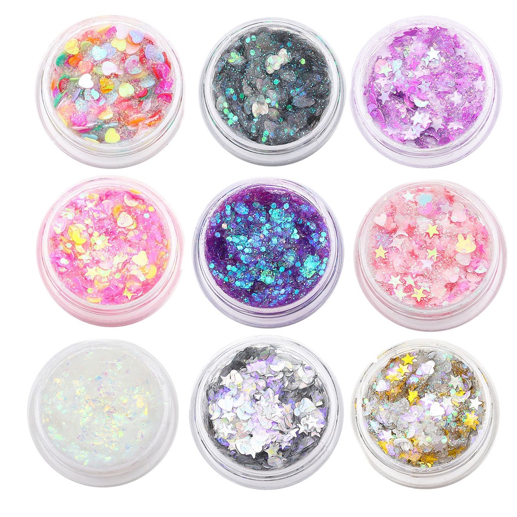 [Hàng mới về] Set 3 hũ gel kim tuyến lấp lánh trang điểm mắt / tóc / móng tay đa năng tiện dụng