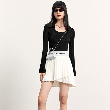 ZHELIHANGFEI Áo Sweater Tay Dài Cổ POLO Dáng Ôm Thời Trang Trẻ Trung