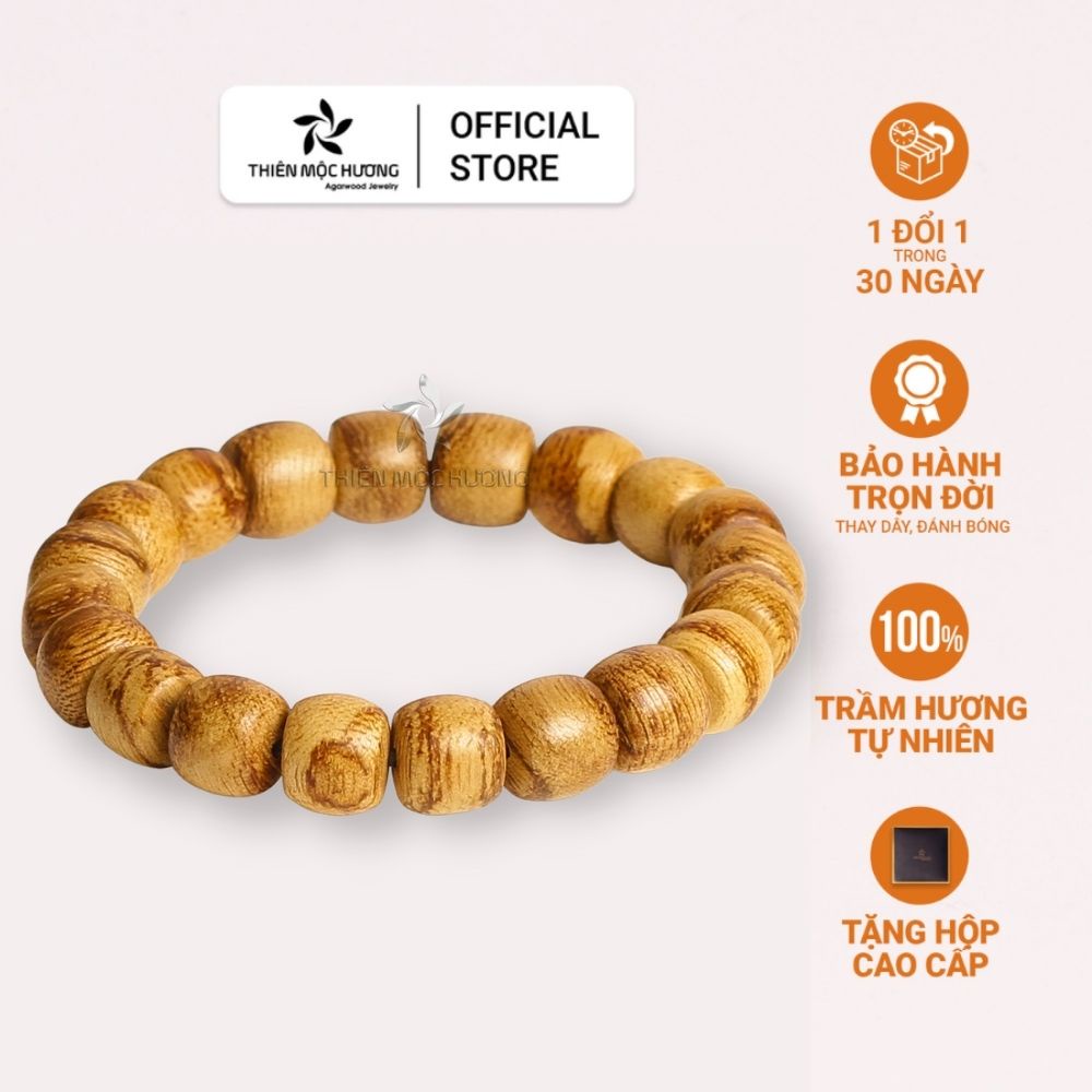 Vòng tay trầm hương hạt lu chuỗi hạt đeo tay Indonesia Thiên Mộc Hương quà tặng phong thủy vòng may mắn