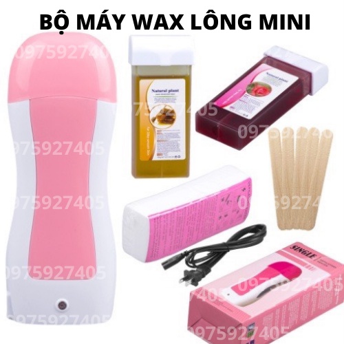 Bộ máy wax lông mini màu hồng + 1 thanh sáp + 5 tờ giấy wax lông siêu sạch