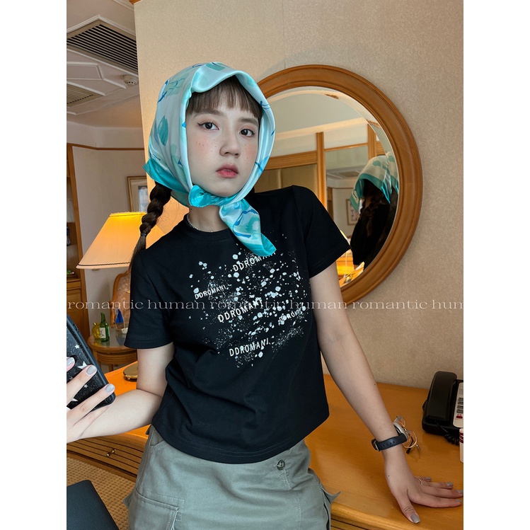 Áo Thun Cotton Nguyên Chất Ngắn Tay In Họa Tiết vintage Mẫu Mới 2022 Thời Trang Mùa Hè Cho Nữ