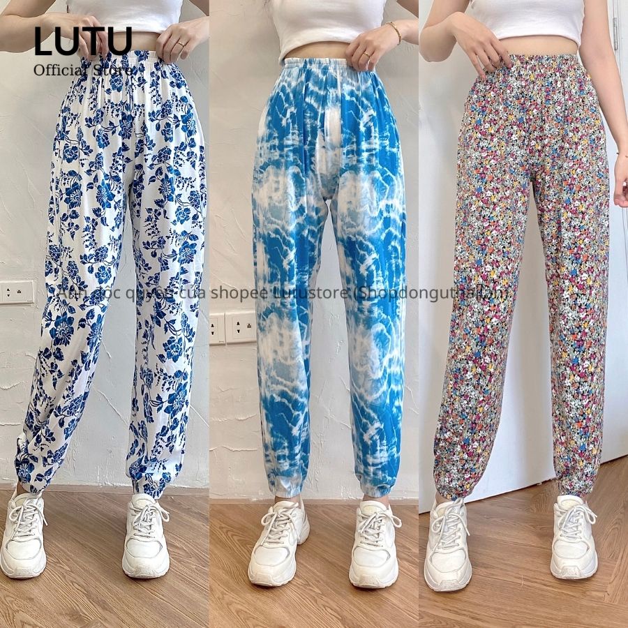 Quần alibaba dài thổ cẩm đi biển form suông chân và bo gấu nhiều họa tiết