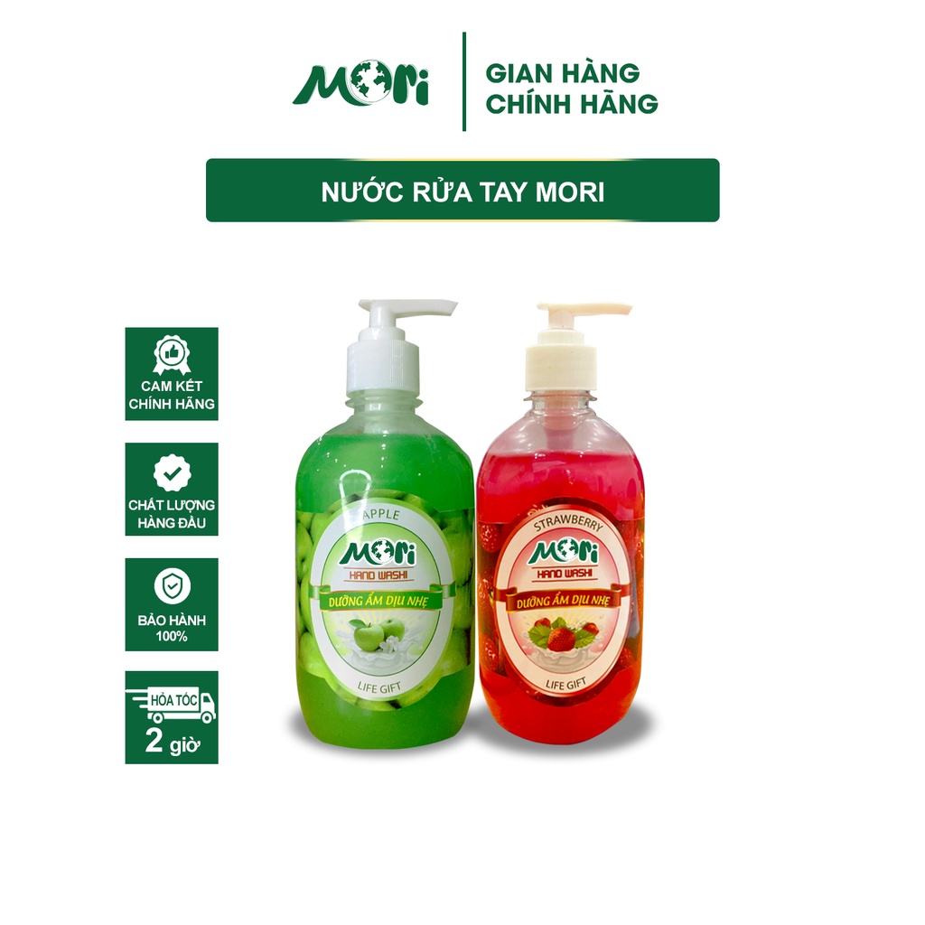Nước rửa tay Mori Hương dâu - Hương táo - Giúp đôi tay luôn mềm mại và thơm mát