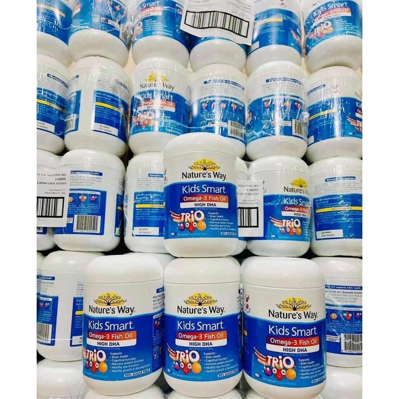 Viên kẹo Nature’s Way Kids Smart Omega-3 Fish oil TriO, Úc  bổ sung DHA cho trẻ từ 6 tháng tuổi