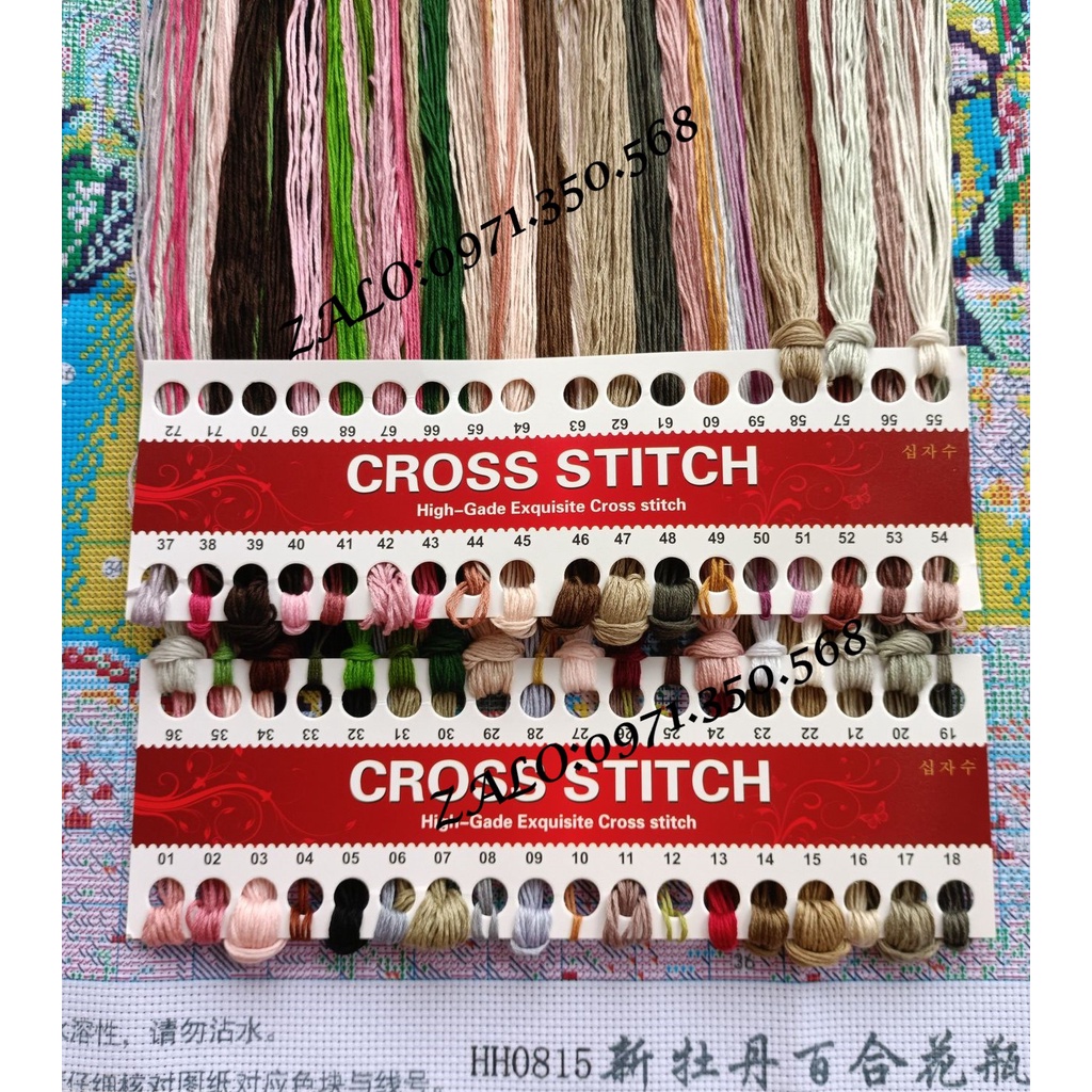 Tranh thêu chữ thập bình hoa Mẫu Đơn HH0815-62x80cm