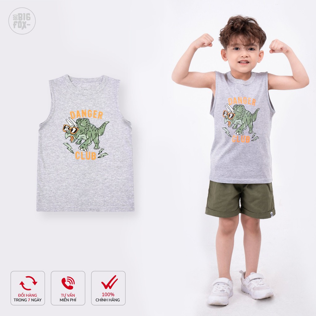 Áo ba lỗ bé trai BIGFOX - MISS MEOW chất cotton mền mịn họa tiết khủng long size trẻ em 3,4,5,6,7,8 tuổi