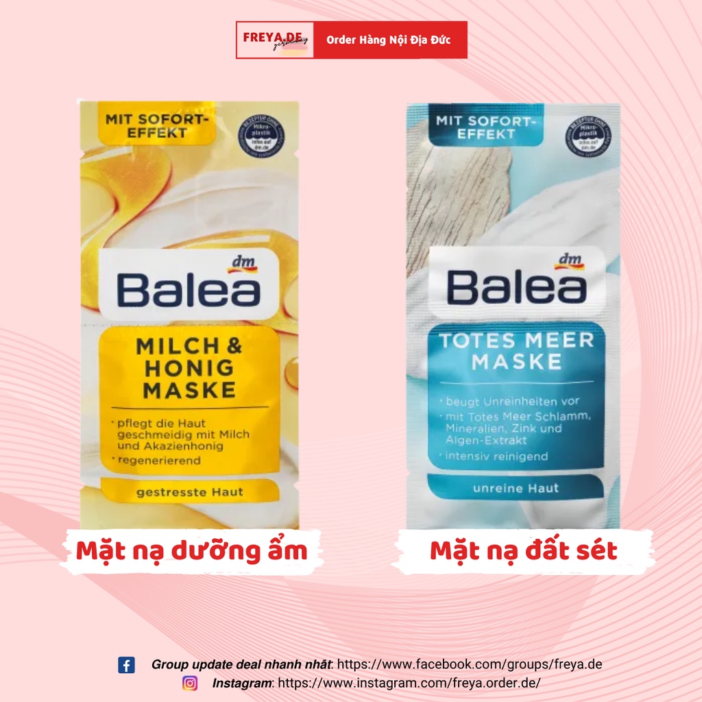 Mặt nạ dưỡng da Balea - Set 2 gói, Mặt nạ Retinol chống lão hóa, Dưỡng Ẩm, Đất sét làm sạch