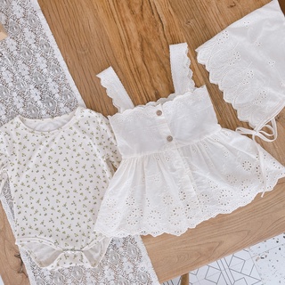 Set áo liền quần + đầm + mũ xinh xắn cho bé gái