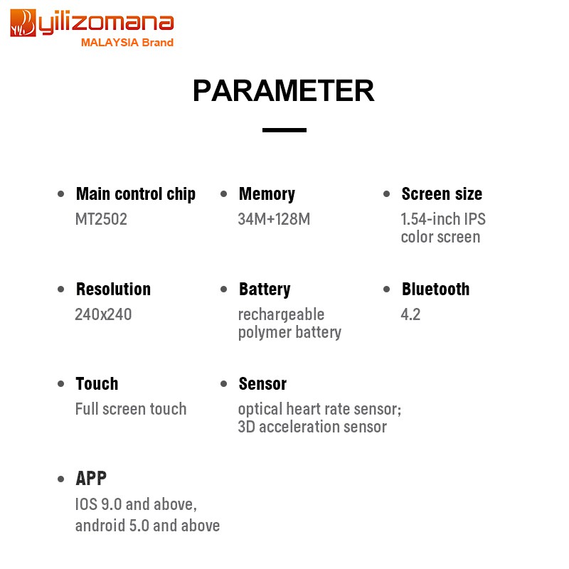 Đồng Hồ Thông Minh Instockt500 Màn Hình Cảm Ứng Có Chức Năng Đếm Bước Chân / Gọi Nhịp Tim Cho Android / Ios