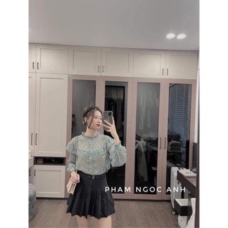 Áo sơmi hoa xanh ngọc bèo