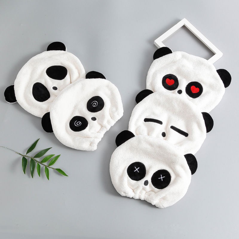 mũ khô tóc dài và ngắn mũ tắm gấu trúc sáng tạo thấm hút và nhanh khô người lớn và trẻ em dễ thương lau khăn khô không r