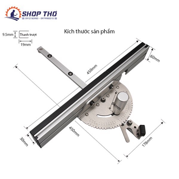 Cữ cắt góc bàn cưa - bàn phay  dùng cho cưa bàn cắt gỗ của hãng WNEW