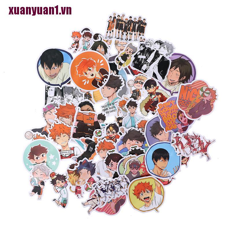 [xuanyuan1] 50 Miếng Dán Anime Haikyuu PVC Cho Hành Lý Laptop Ván Trượt DIY