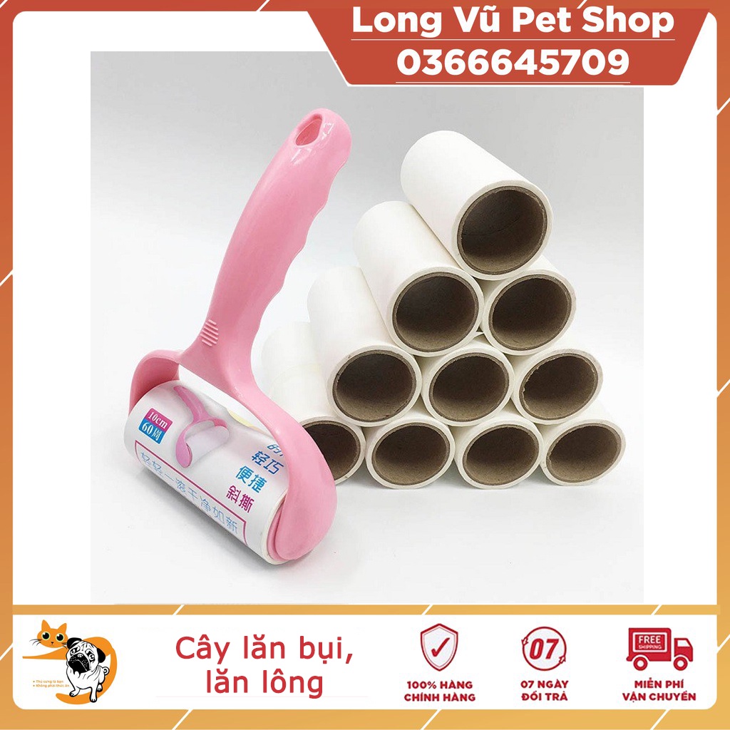Cây lăn bụi quần áo, chăn màn, lông chó mèo 10cm - sử dụng lõi giấy dạng con lăn bụi, dùng để lăn dính, xé từng lớp