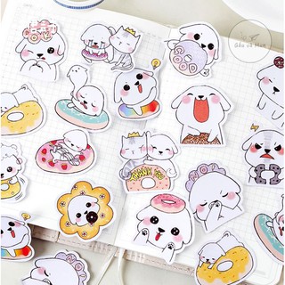 【B1.4】 HỘP 45 STICKER CUTE DONUT DOG