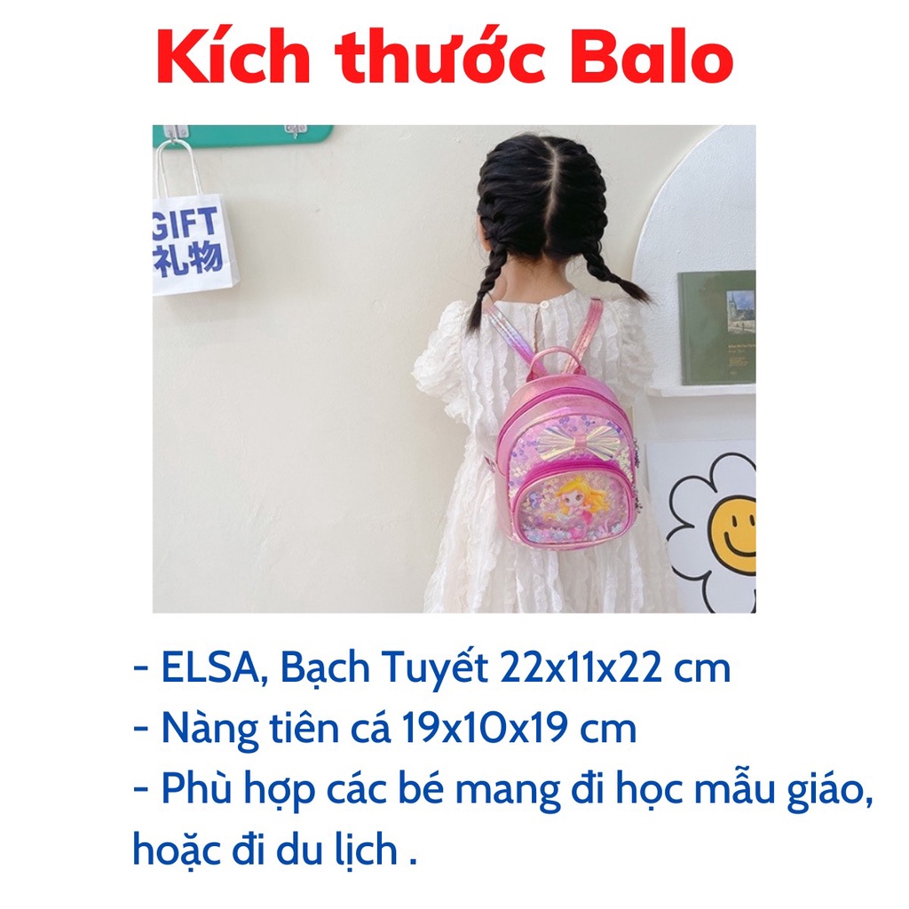Balo mẫu giáo hình ELSA Nữ hoàng băng giá đính kim sa cho bé gái
