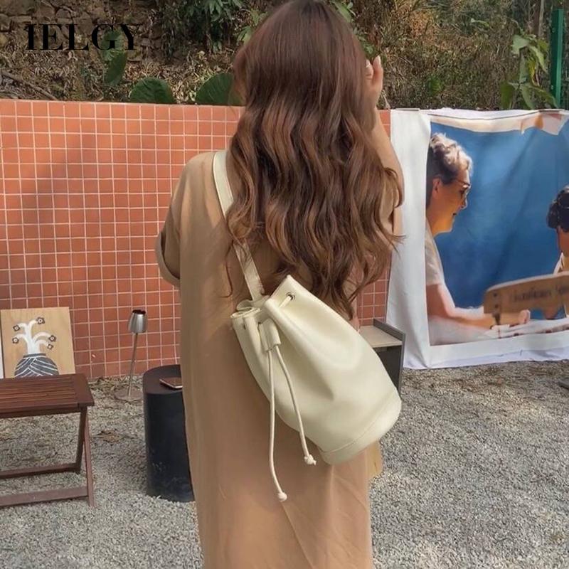 Túi đeo chéo đeo vai IELGY kiểu dây rút sức chứa lớn phong cách Hàn Quốc cổ điển thời trang