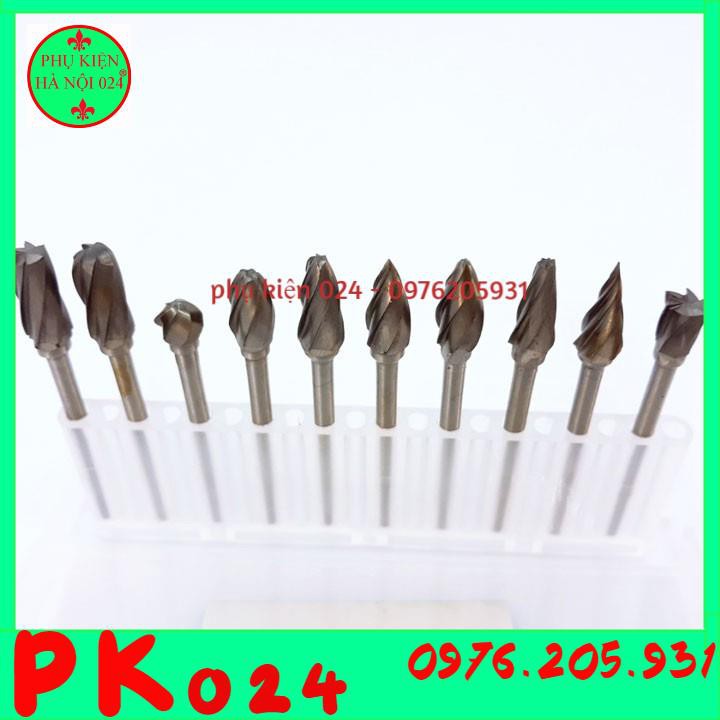 Bộ Mũi Doa Mài Hợp Kim Răng Cưa Thưa Mài Kim Loại Và Gỗ 3x6mm