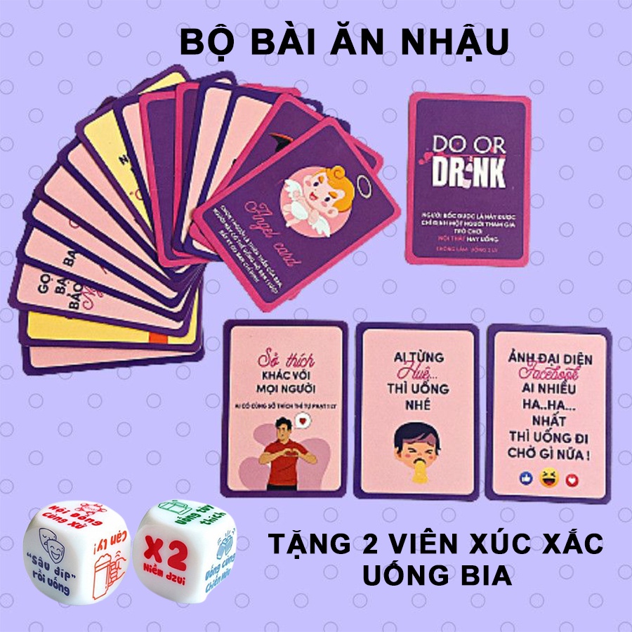Bộ bài Drinking game huệ nốc out tổng hợp 87 lá bài cho cặp đôi nhóm bùng nổ cuộc vui