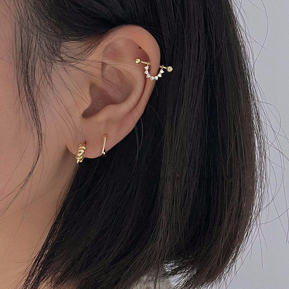 Khuyên Tai Hình Tam Giác Chữ U Phong Cách Hàn Quốc Cho Nữ|Khuyên Tai Hợp Kim Hình Xương Cá Tính