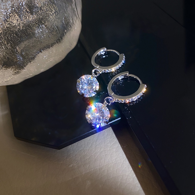 Bông Tai Tròn Đính Đá zircon Lấp Lánh Thời Trang Hàn Quốc Cho Nữ