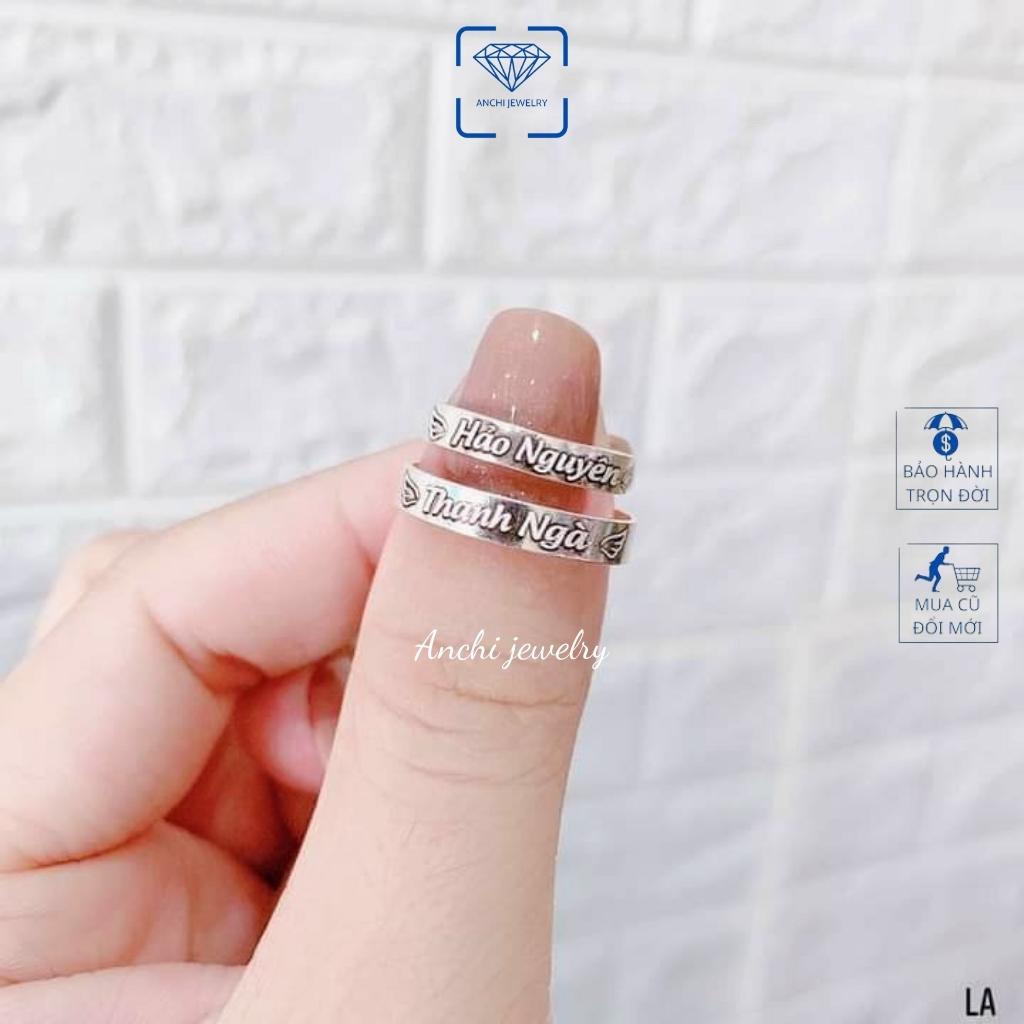 Nhẫn cặp đôi khắc tên, chuẩn bạc ta sáng đẹp - Anchi jewelry. quà tặng valentine 14/2