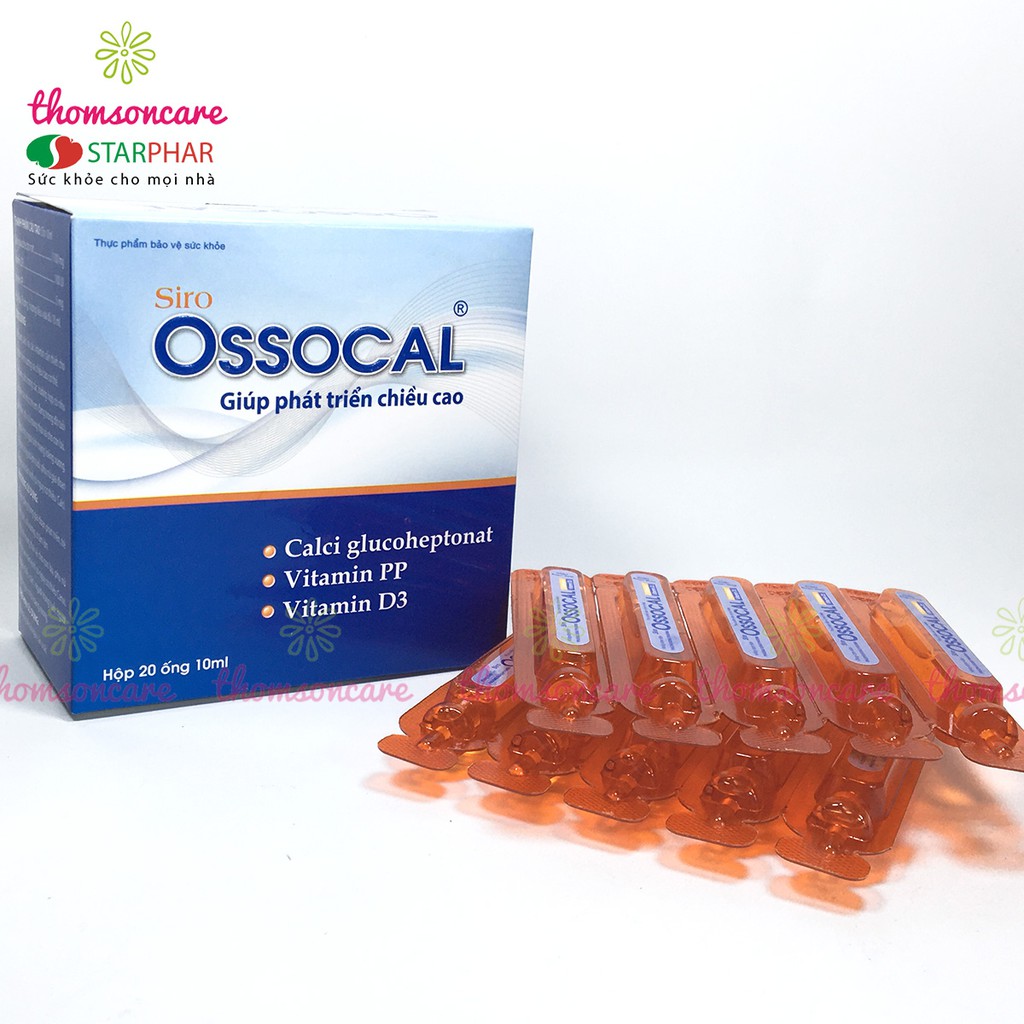 Siro Ossocal - Bổ sung canxi hữu cơ và D3 cho mẹ bầu, sau sinh và trẻ nhỏ, phát triển chiều cao hộp 20 ống