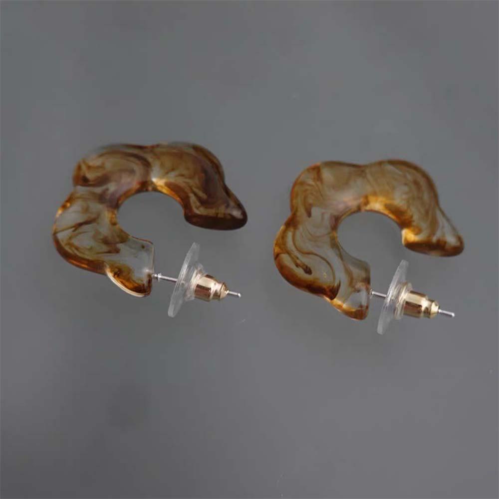 Khuyên Tai Hình Chữ C Màu Caramel Phong Cách Vintage Thời Trang Cho Nữ