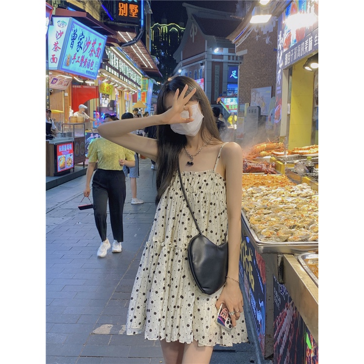 V003 Váy hai dây Babydoll BBD hoa nhí đáng yêu dáng lỡ phong cách Hàn Quốc, đầm tiểu thư công chúa ulzzang voan nữ tính