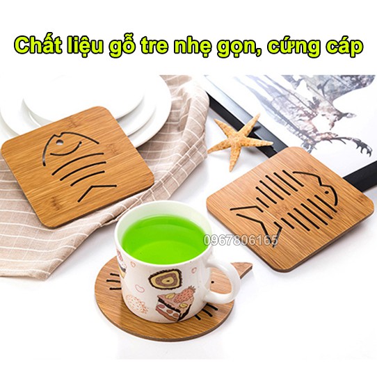 Miếng lót nồi bằng gỗ tre chịu nhiệt tốt - Tấm lót nồi gỗ nhiều hình ngộ nghĩnh