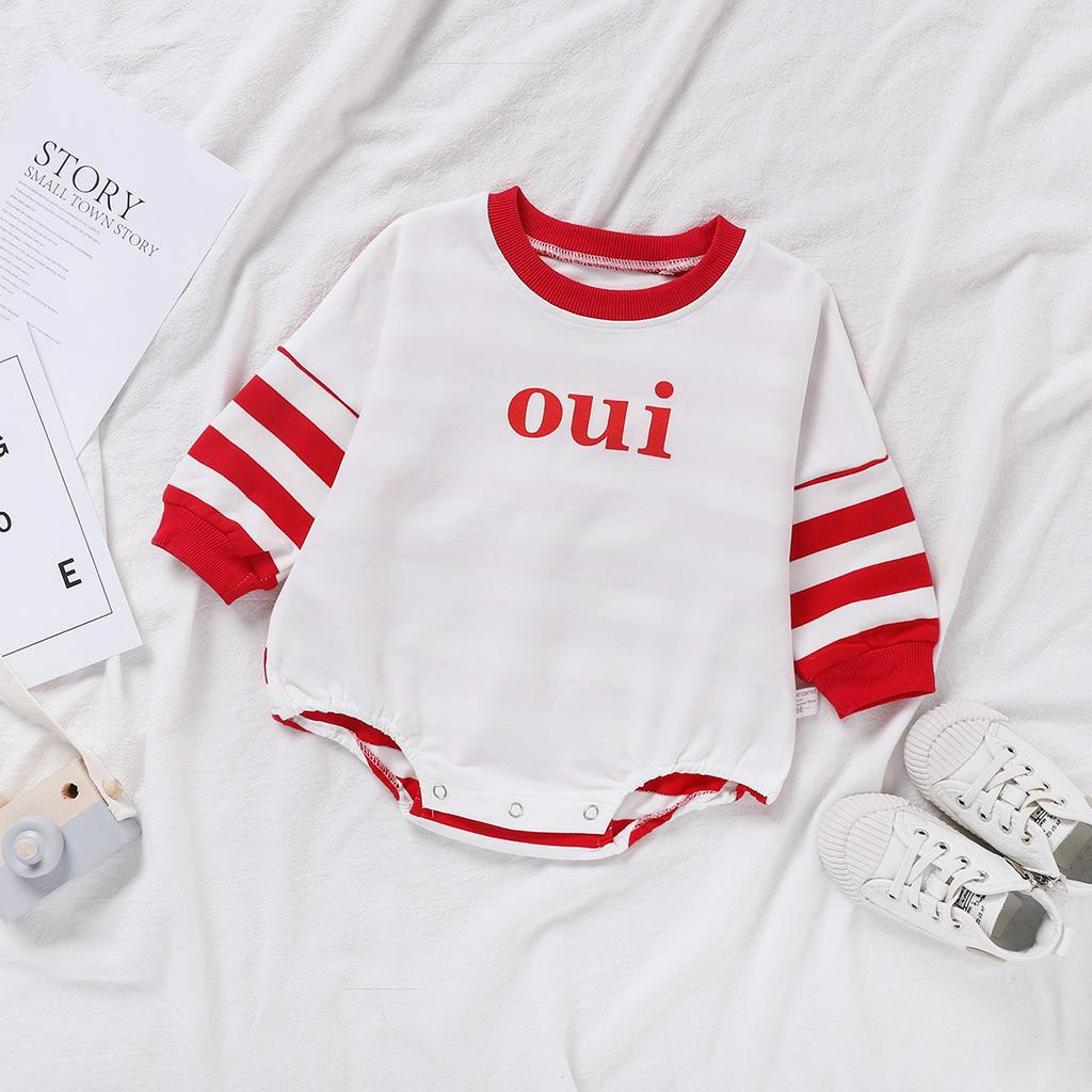 Jumpsuit Tay Dài Hoạ Tiết Kẻ Sọc Cho Trẻ Sơ Sinh