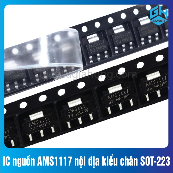 Bộ 10 con IC nguồn AMS1117 nội địa cao cấp kiểu chân SOT-223 loại 5V và loại 3.3V