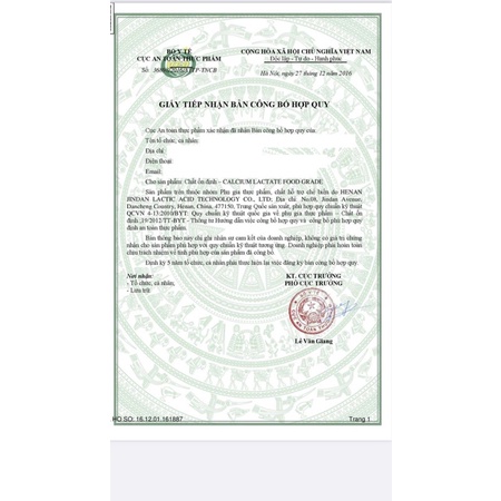 Calcium lactate food grade túi 100g cấp thực phẩm canxi lactate