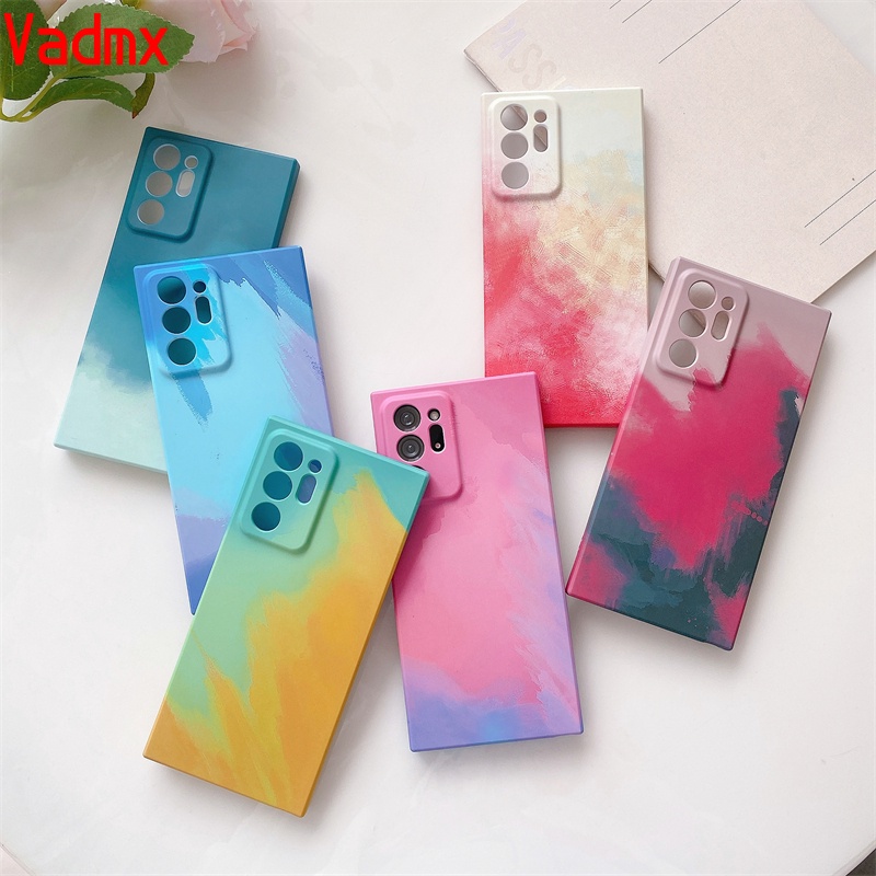 Ốp điện thoại silicon mềm hình vuông màu nước thời trang cho Samsung Galaxy S21 Plus Ultra S21 S20 Fe S20 Ultra Plus
