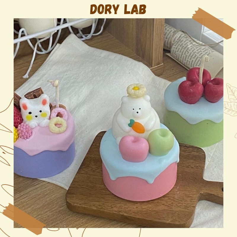 Nến Thơm Handmade Bánh Sinh Nhật Gấu Béo Ú Cute - Dory Lab
