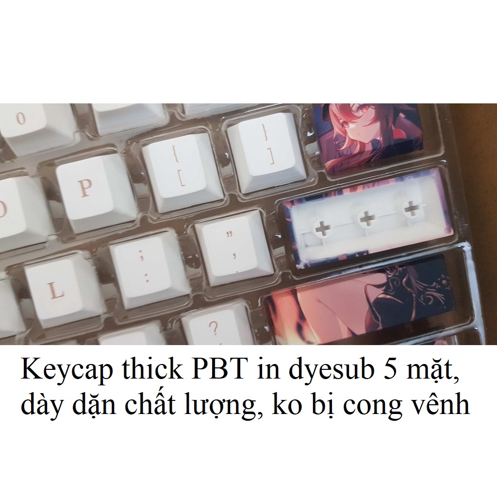 [GIAO NHANH] Keycap Hutao Ayaka Raiden Yae Nahida Kazuha 136 phím PBT dày genshin impact in dyesub5mặt anime layout phím