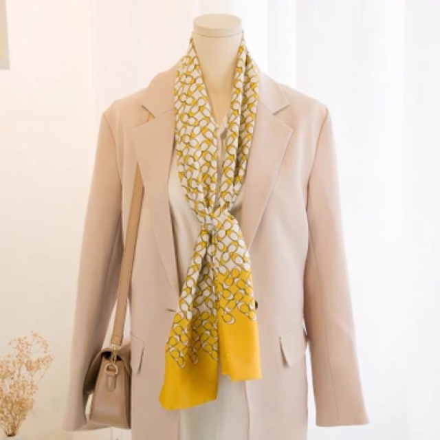 Khăn choàng cổ áo sơ mi - Khăn lụa satin thắt nơ - Maben