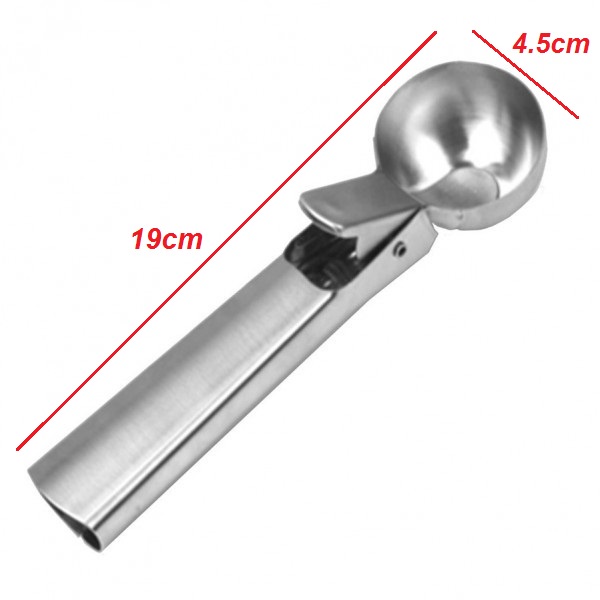 Muỗng múc kem inox, viên tròn lò xo sáng bóng tiện dụng