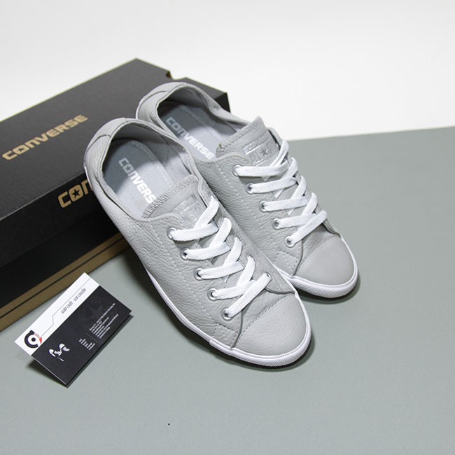 Giày Converse slim thấp cổ da ghi CTDG02